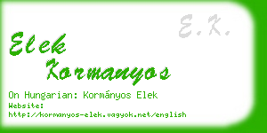 elek kormanyos business card